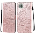 Miniatyrbild 1 av 5: Samsung Galaxy A22 5G - Butterfly Läder Fodral - Roséguld