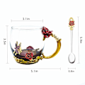 Miniatyrbild 2 av 7: Fjärilsdesign Tekopp med Matchande Sked, Elegant Borosilikatglas Kaffemugg för Perfekt Gåva, Röd Ros Blomma Handgjord Emalj Dryckesbehållare