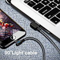 Miniatyrbild 4 av 5: Vinklad Lightning-kabel med snabbladdning, LED, 2.4A, 0.25m