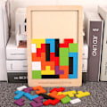 Miniatyrbild 4 av 5: Innovativ 3-i-1 Träklossar Pusselset, Förbättrar STEM Pedagogisk Leksak För Barn, Kombinerar Ryska Klossar, Tangram Och Digital Vridskiva