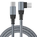 Miniatyrbild 1 av 5: INF USB-C kabel med vinklad kontakt 60 W snabbladdare Grå 3 m