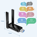 Miniatyrbild 3 av 8: Trådlös USB 3.0 WiFi-adapter, Dual-Band 5GHz och 2GHz för stationär PC, Universell kompatibilitet, Långdistansadapter, Justerbar Multi-Directional