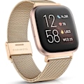 Miniatyrbild 1 av 6: Metallband Kompatibelt med Fitbit Versa/Fitbit Versa 2 Armband för Kvinnor Män, Justerbart Rostfritt Stål Mesh Loop Armband för Fitbit Versa