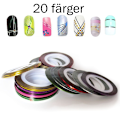 Miniatyrbild 1 av 5: Striping tape , nageltejp , nageldekorationer 20 färger Black 19. Svart