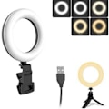 Miniatyrbild 1 av 6: Justerbar Ringlampa för Videokonferenser, Mjukt Ljus med Clip-On Design och 5 Färgtemperaturer, Enkel Installation med Dimmerfunktion för Distansarbete