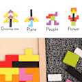 Miniatyrbild 2 av 5: Innovativ 3-i-1 Träklossar Pusselset, Förbättrar STEM Pedagogisk Leksak För Barn, Kombinerar Ryska Klossar, Tangram Och Digital Vridskiva