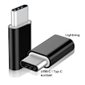 Miniatyrbild 1 av 2: Lightning till USB-C / Typ-C Adapter - Laddning / Dataöverföring Svart