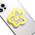 Miniatyrbild 1 av 5: Expanderbart Stödgrepp, Unikt Transparent Tusensköna Blomstermönster, Multifunktionell Smartphonetillbehör för Säkert Grepp (Gul)