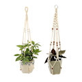 Miniatyrbild 2 av 5: Set med 2 Macrame Hängande Korg Bomullsrep Hängande Korg Blomkruka Växthållare Hängare för Inomhus Utomhus Tak