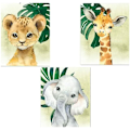 Miniatyrbild 5 av 5: Djungelsafari Tema Oramade Djurtryck, Utsökt Hantverk På Högkvalitativ Canvas, Tydlig Utskrift, Miljövänlig, Idealisk För