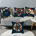 Miniatyrbild 5 av 5: Juldekoration för Soffa, Prydnadskuddfodral Set om 4, Unika Julelementsdesigner, Mjukt Bekvämt Tjockt Tyg, Polyesterlinne
