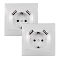 Miniatyrbild 1 av 5: Universell Dubbel USB-port, Högprecisions infälld sockel i fosforbrons för sovrum och restauranger, Överbelastningsskydd, Kortslutning