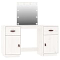 Miniatyrbild 5 av 5: vidaXL Sminkbord med spegel LED vit massiv furu Vit