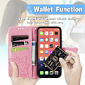 Miniatyrbild 4 av 5: iPhone 13 - Butterfly Print Läder Fodral - Rosa