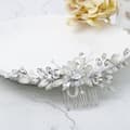 Miniatyrbilde 3 av 6: Hårkam til bryllup sølv rhinestones opal krystall vintage