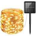 Miniatyrbild 1 av 5: Varmvita Solar Slingor, Vattentäta Dimbar 120 Micro LED-lampor För Flickors Sovrum, Trädgårdsfest, Bröllopsdekoration, 12 m Längd, 8,9 cm Avstånd