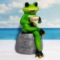 Groda som Dricker Kaffe Hartsstaty Ornament Skulptur Trädgårdsfigur