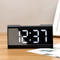 Miniatyrbild 2 av 5: Digital LED-klocka för skrivbord, tyst, spegelglas, elektronisk klocka för hemmet och kontoret