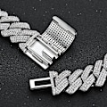Miniatyrbild 5 av 5: 20mm Hip Hop Iced Out Cuban Link Chain Halsband Silver Bling Miami Choker Lab Diamond Halsband För Män