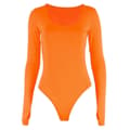 Orange Dame Langærmet Slim Fit Body Leotard til Dans (Størrelse M)