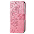 Miniatyrbild 2 av 5: iPhone 13 - Butterfly Print Läder Fodral - Rosa