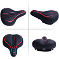 Miniatyrbild 3 av 5: Extra Vadderad Cykelsadel med Memory Foam, Vattentätt Läderöverdrag - Ergonomisk Design för Män och Kvinnor, Universell Passform för Landsvägscyklar, MTB och Träningscyklar
