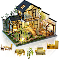 Miniatyrbild 1 av 7: Dröm Arkitektur Inspirerat Vardagsrum Kit, Retro Stil Duplex Villa Modell med Smart Design för Förbättrat Inre Utrymme och Akvarium Design