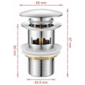 Miniatyrbild 2 av 5: Universal avloppsventil, solid mässingskonstruktion med pop-up-funktion för handfat, läckagesäker med dubbel tätning och
