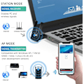 Miniatyrbild 6 av 8: Trådlös USB 3.0 WiFi-adapter, Dual-Band 5GHz och 2GHz för stationär PC, Universell kompatibilitet, Långdistansadapter, Justerbar Multi-Directional