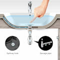 Miniatyrbild 3 av 5: Universal avloppsventil, solid mässingskonstruktion med pop-up-funktion för handfat, läckagesäker med dubbel tätning och