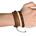 Miniatyrbild 2 av 2: 5-pack Handgjorda Läderarmband Herrarmband Skinn Läder Rep brun