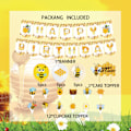 Miniatyrbild 3 av 5: Bi-tema Dekoration för Födelsedagsfest, Muffin Toppers, Blomster Söta Bi-design, Ljust Gul och Svart Papper, Perfekt för att Fira Bin, 1 Flagga
