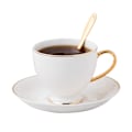 Miniatyrbild 1 av 5: Porslinskaffeset, genomskinligt lättviktigt äkta benporslin med guldpläterade kanter för alla tillfällen (1 st)