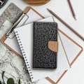 Miniatyrbild 3 av 5: Redmi 9A/9AT Plånboksfodral Fancy Eco Läder - Svart/- Guld