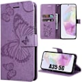 Miniatyrbild 1 av 4: Samsung Galaxy A35 5G skyddsfodral, BOOLING Stiliserad fjärilsdesign, lila, kortplatser Lila