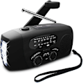 Miniatyrbild 2 av 5: Vevradio med Solceller & Ficklampa - 2000mAh Powerbank - Svart
