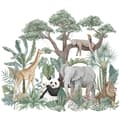 Tecknade Djungeldjur Väggdekaler, Elefant Giraff Panda Leopard