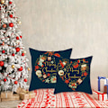 Miniatyrbild 3 av 5: Juldekoration för Soffa, Prydnadskuddfodral Set om 4, Unika Julelementsdesigner, Mjukt Bekvämt Tjockt Tyg, Polyesterlinne