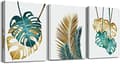 Ableau Väggdekoration Vardagsrum Canvas Monstera Guld och Grön