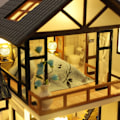 Miniatyrbild 5 av 7: Dröm Arkitektur Inspirerat Vardagsrum Kit, Retro Stil Duplex Villa Modell med Smart Design för Förbättrat Inre Utrymme och Akvarium Design