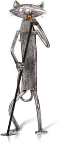 Metallskulptur av katt med gitarrfigur, gåvor till Thanksgiving