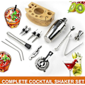 Miniatyrbild 5 av 6: Bartender's Deluxe Set, 750ml Cocktail Shaker, Bambuställ, Rostfria Barverktyg, Diskmaskinskompatibel, Enkel Förvaring för Professionella
