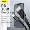 Miniatyrbild 2 av 5: BASEUS 2m 20W PD Type-C - Lightning Flätad Nylon Kabel - Svart Black Svart