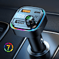 Miniatyrbild 2 av 5: Bluetooth FM-sändare Billaddare för Säker Handsfree-samtal, LED Voltmeter Display Säkerställer Bilbatteriets Hälsa, 7-färgs LED-bakgrundsbelyst Bilradio