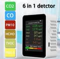 Miniatyrbillede 3 af 5: 6 i 1 Luftkvalitetsmåler med Formaldehydsensor Forureningsdetektor HCHO TVOC Sensor PM2.5/PM10 Luftkvalitetsmåler Co2 Pm2.5 Indendørs Luftkvalitetstester
