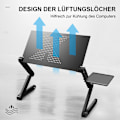 Miniatyrbild 3 av 5: Laptopbord i aluminiumlegering, bärbart och hopfällbart med multifunktionell design för enheter från 10 tum till 15,9 tum, svart, höjdjusterbart med värmeavledning
