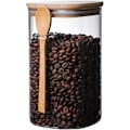 Miniatyrbild 1 av 8: Hållbara glasburkar för din kaffebar, bambulock skapar en lufttät försegling, högt borosilikatglas säkerställer hållbarhet, lämplig för te, kaffe,