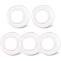 Miniatyrbild 1 av 5: Mini Touch Press LED-spotlight för inomhus, bärbar, självhäftande bas, batteridriven, under skåp, varmvit, 5-pack