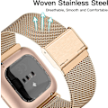 Miniatyrbild 2 av 6: Metallband Kompatibelt med Fitbit Versa/Fitbit Versa 2 Armband för Kvinnor Män, Justerbart Rostfritt Stål Mesh Loop Armband för Fitbit Versa