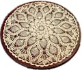 Handgjord Rund Virkad Duk i Bomullsspets Beige 60cm